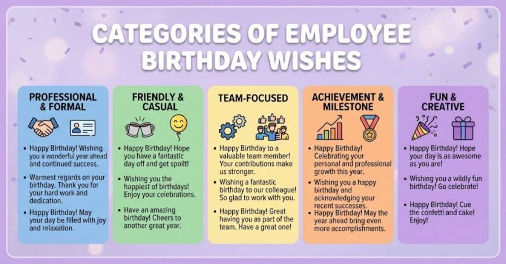 Categories of Employee Birthday Wishes